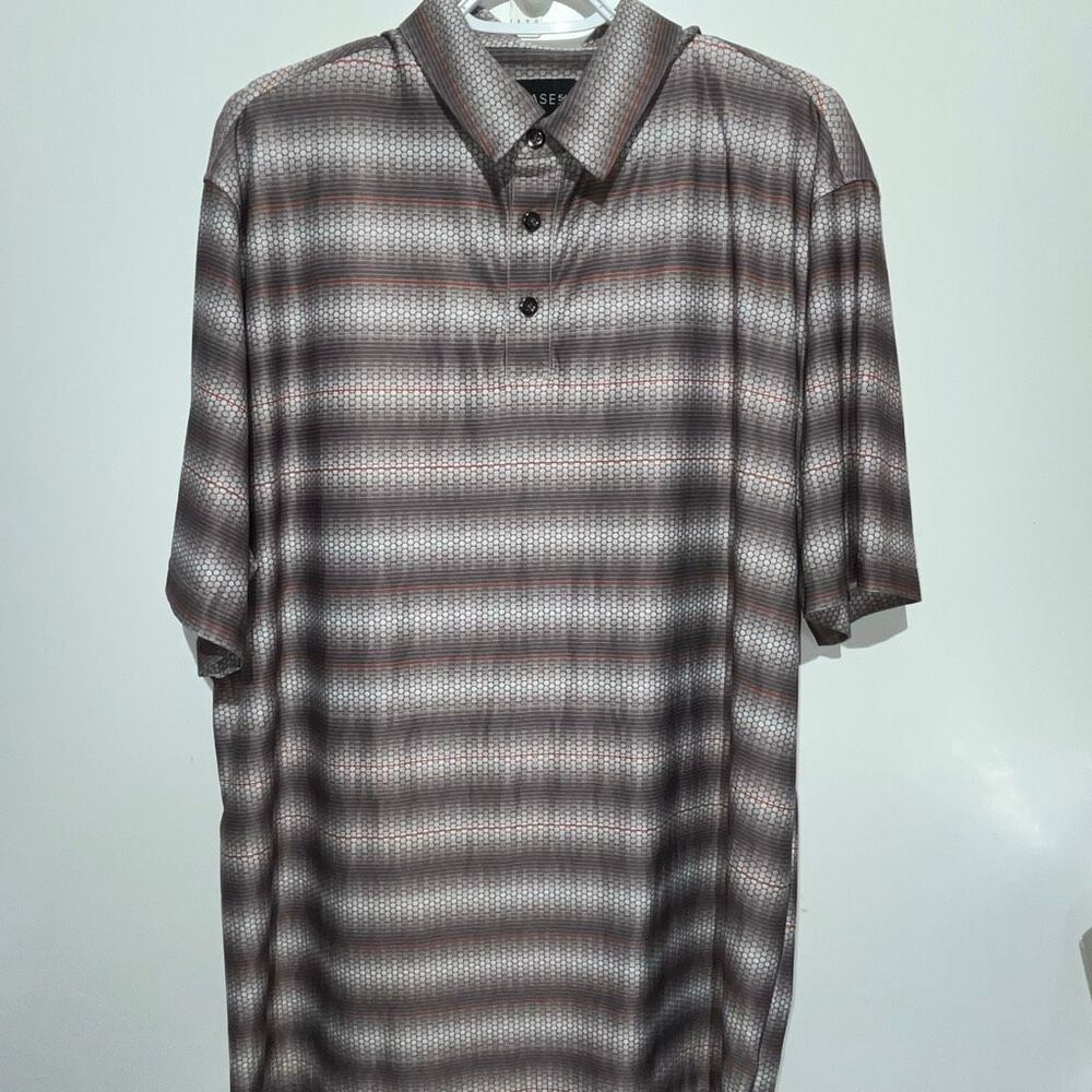 Chase‎ 54 Men's Multicolor Stripe Stretch Short Sleeve Golf Polo Shirt Size XL